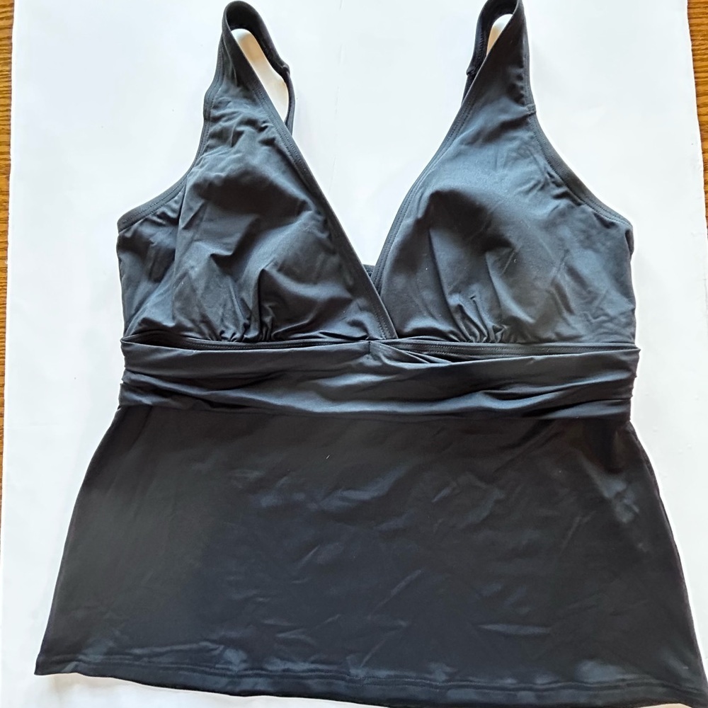 Lands' End Black Halter Swim Top Women's Size L (14-16)